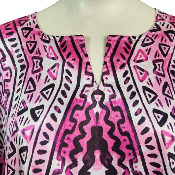 WINLAR Minka Pink Goddess Bohemian Geometric Tribal Print Kaftan Caftan OSFM - Picture 5 of 6
